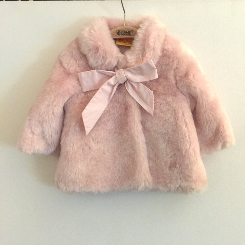 Plush Pink Jacket for Baby with Bow. 3 Mos. New!